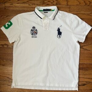 Polo Ralph Lauren Shirt Mens XL White Yacht Club Big Pony Polo 3 Nautical Preppy